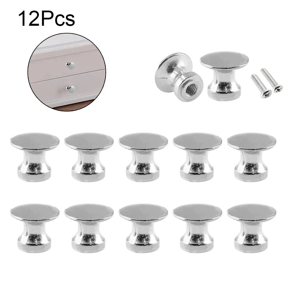 12Pcs Silver Vintage Mini Knob Pull Handle for Cabinet Jewelry Box