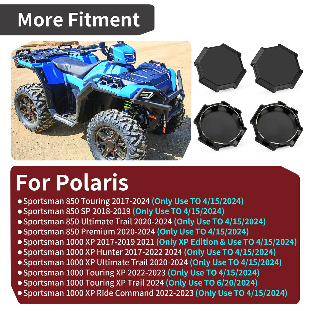 Set of 4 Center Hub Wheel Caps for Polaris Sportsman 1000 XP (2017–2024)