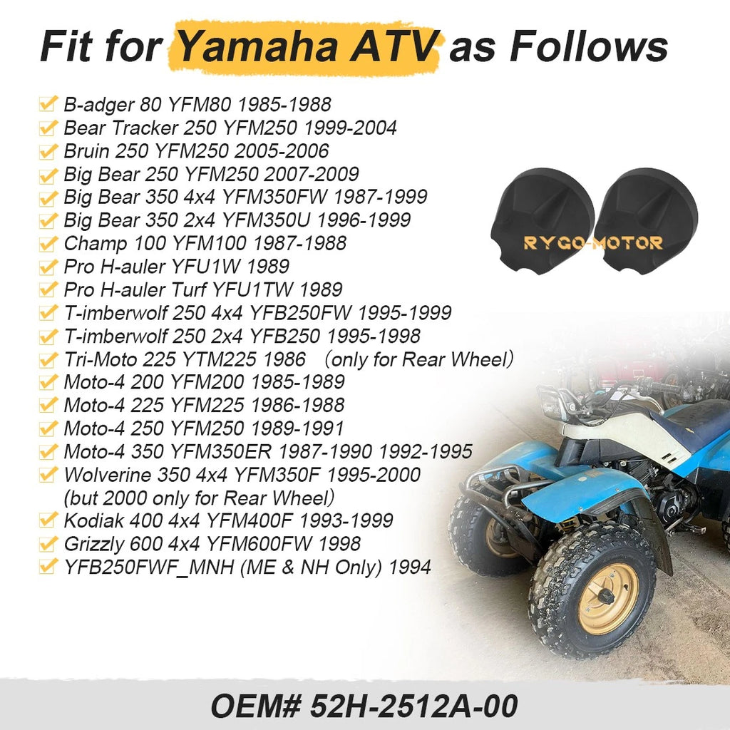 2X Wheel Caps for Yamaha Big Bear 250 350 Bruin 250 (1990–2006) YFM250 YFM350FW/U