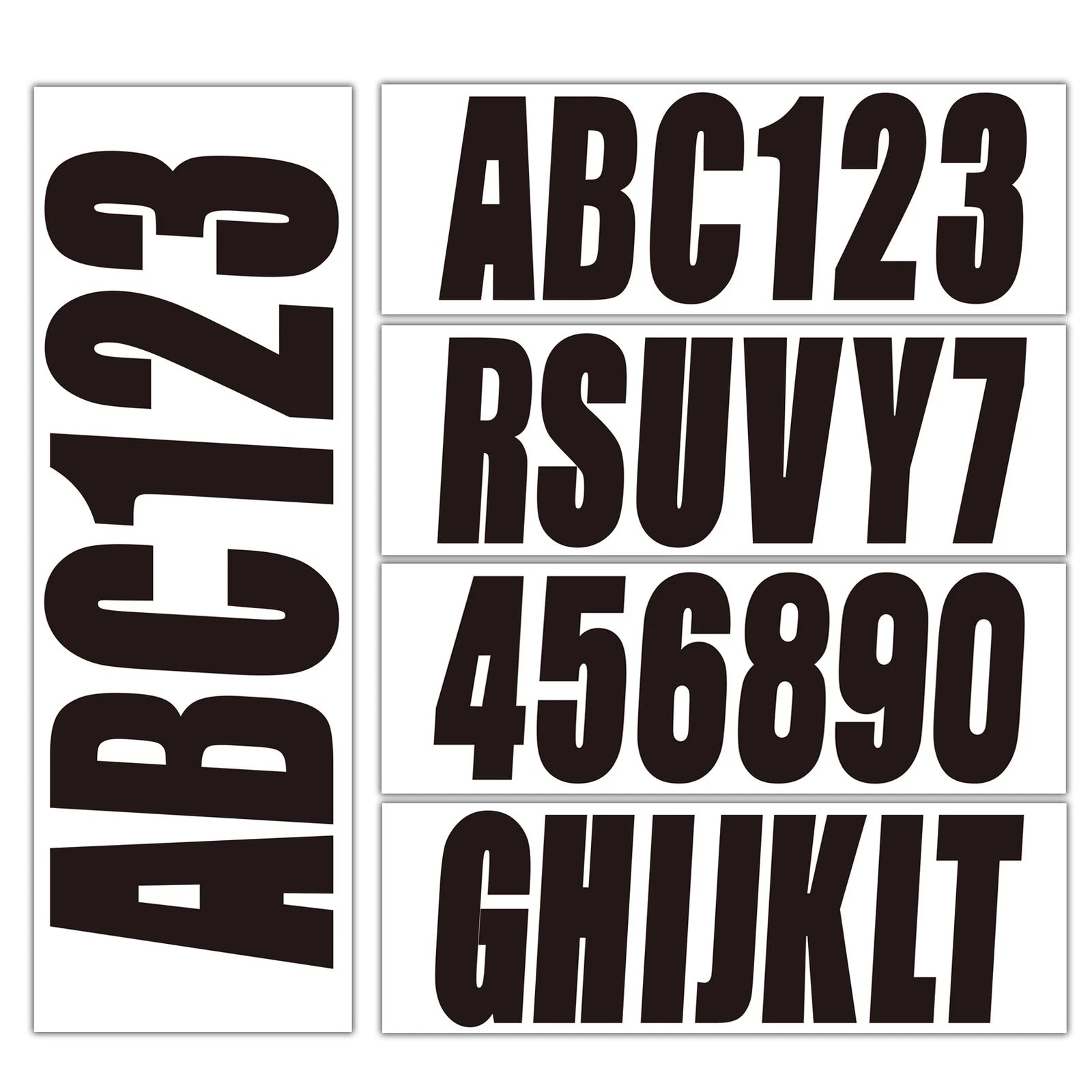 3" Black Alpha-Numeric Registration Identification Numbers Stickers Decals