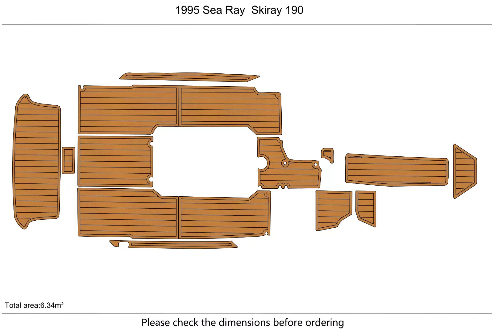 EVA Foam Faux Teak Deck Floor for Sea Ray Skiray 190 (1995)