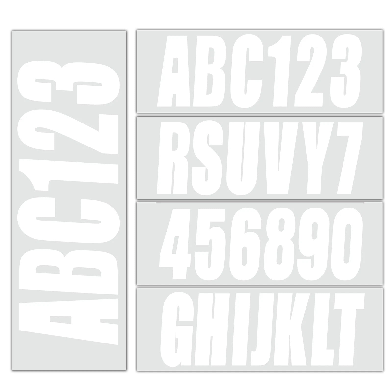 Set of 4 Boat Registration Decal Stickers A-Z & 0-9 White