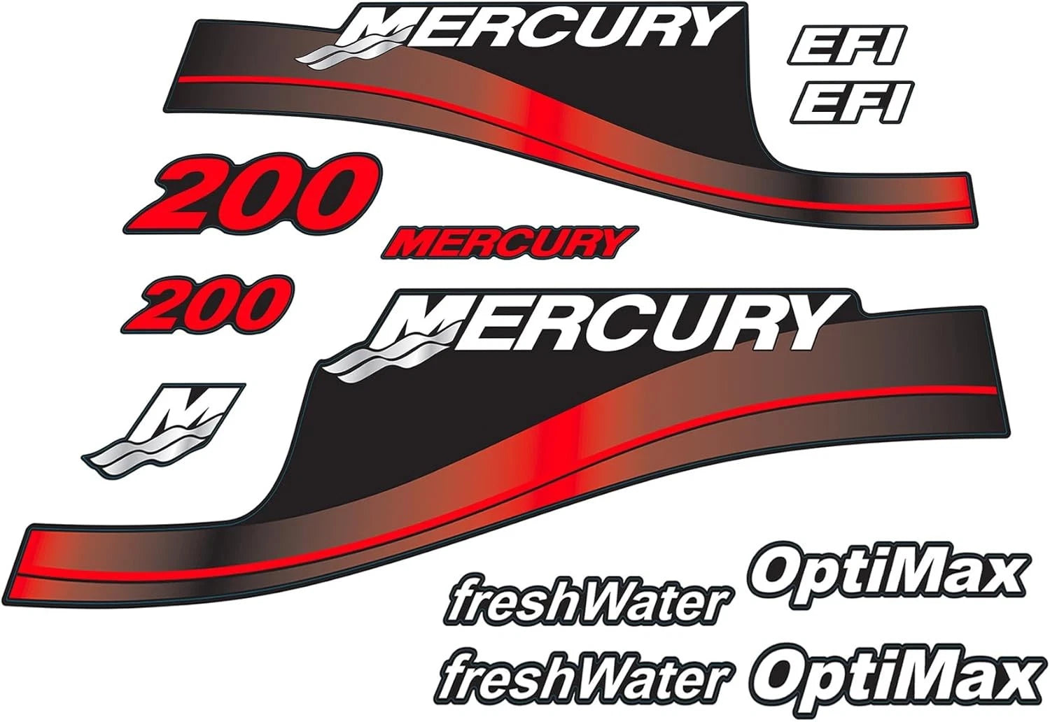 Sticker Set for Mercury 200HP EFI (Freshwater)