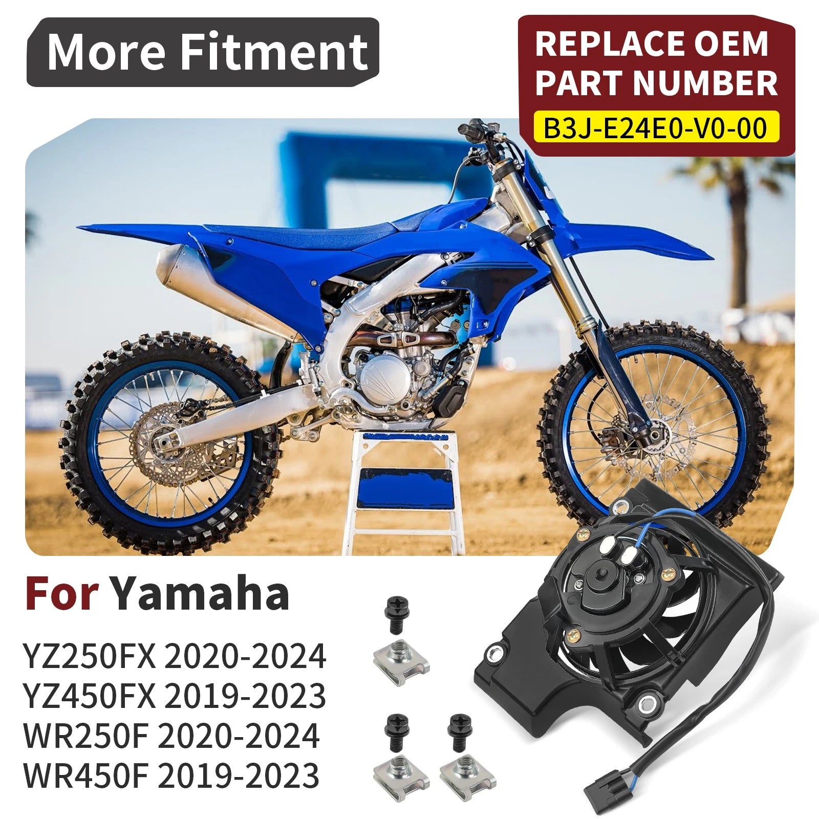 Radiator Fan Kit for Yamaha YZ250FX WR250F (2020–2024) B3J-E24E0-V0-00