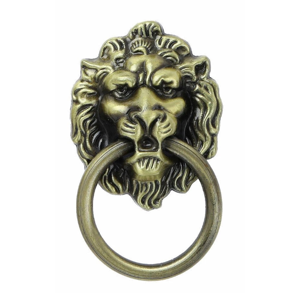 5Pc Antique Lion Head Door Knob Pull Handle for Cabinet Drawer Hardware