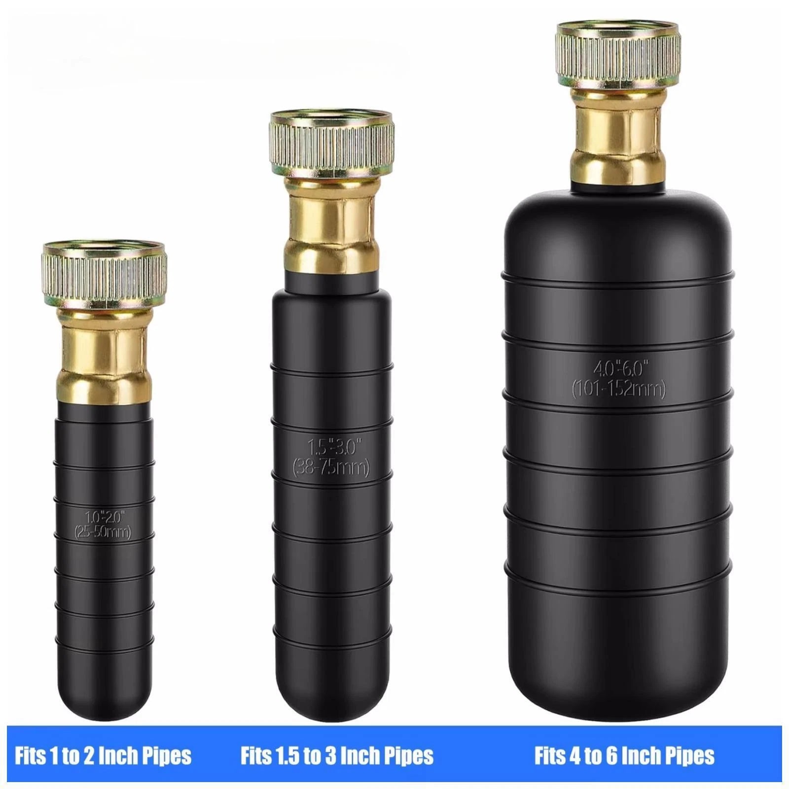 3X Drain Bladder Kit for Drain Cleaning (Fits 1 to 6 Inch Pipes)
