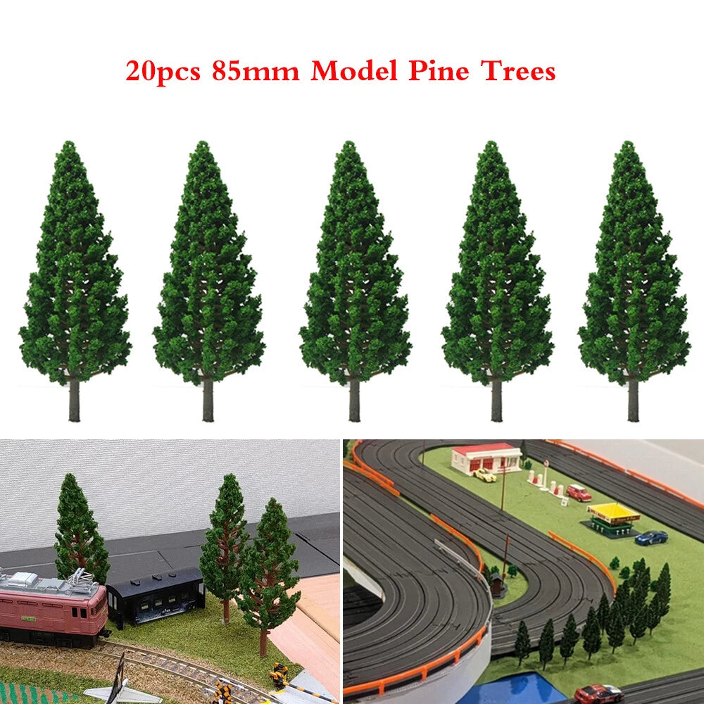 20pc Pine Trees for HO OO Scale Train Railroad Landscape (85mm)