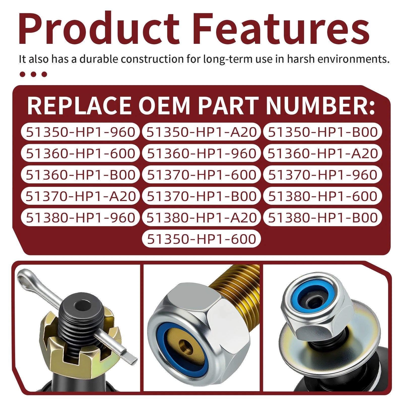 Adjustable A-Arm Ball Joints for Honda TRX450R (2006–2009) 51350-HP1-600