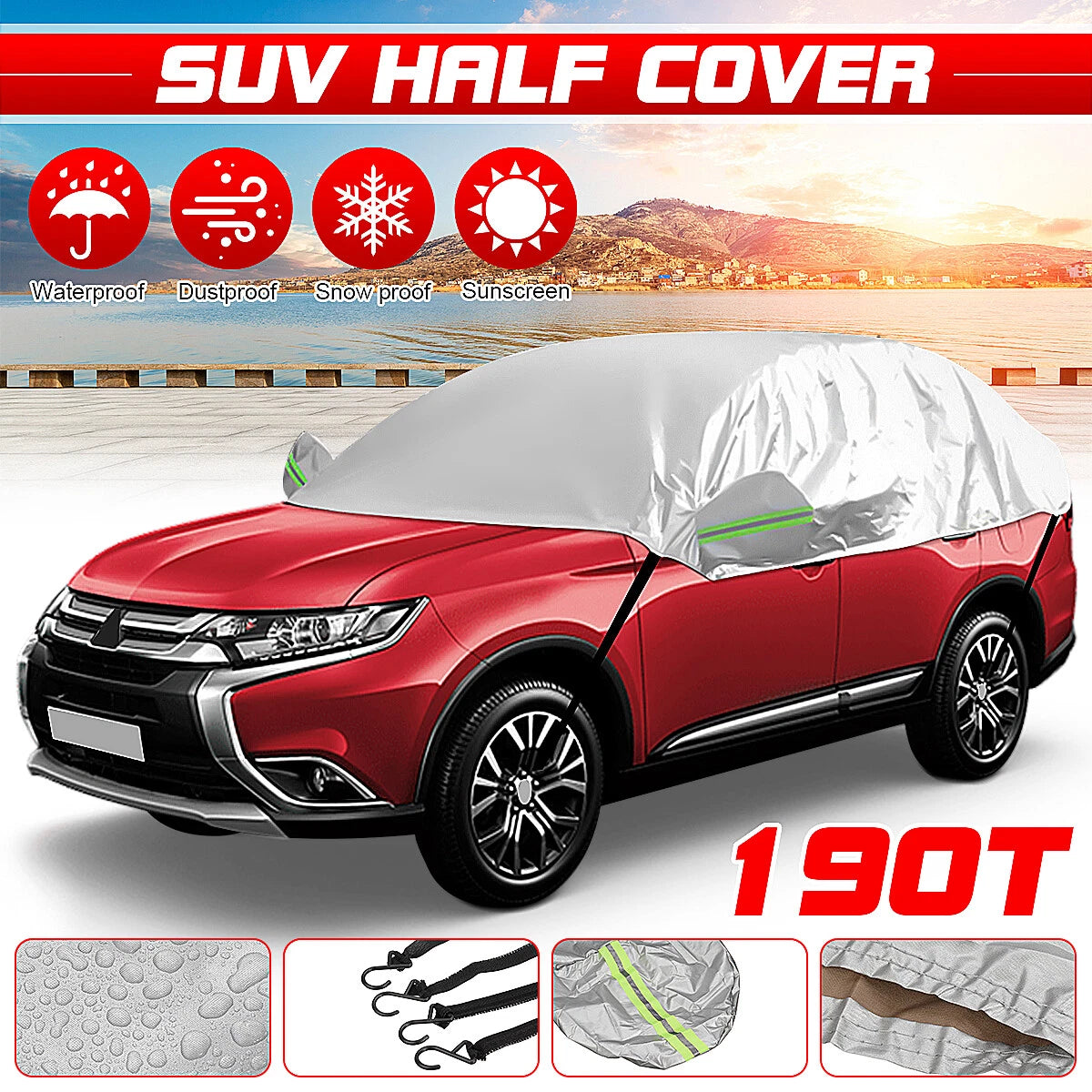 2X 66" SUV Half Body Sun Shade Waterproof Snow Resistant Cover