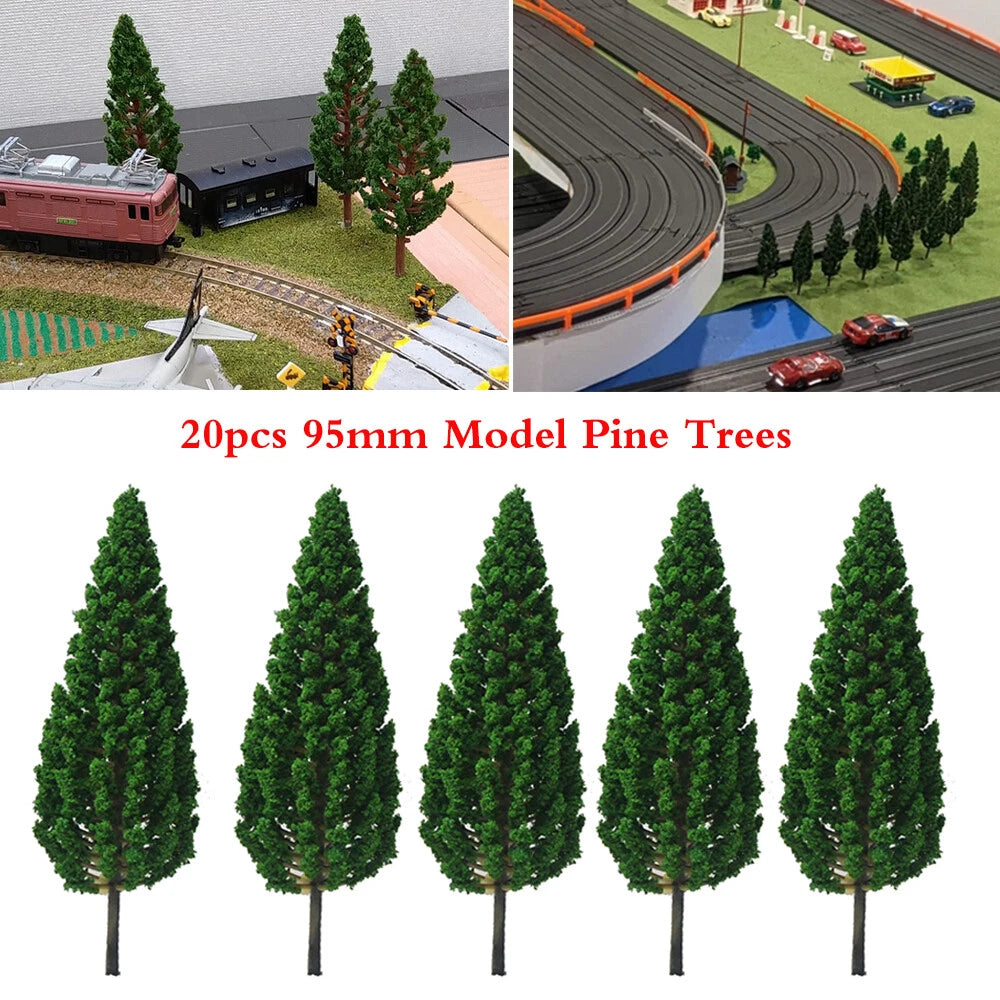 20pc 3.74" Green Pine Tree Scenery for Train Railroad Park (Scale Model)