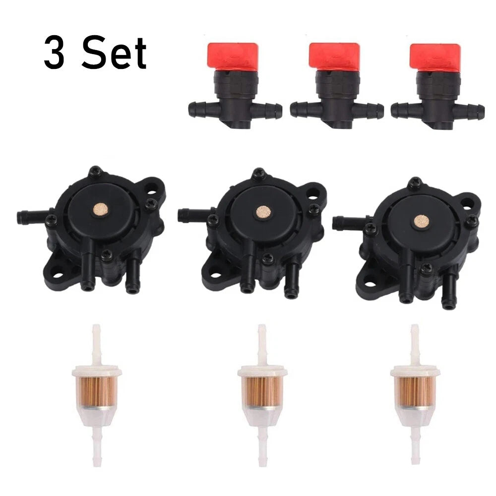 Set of 3 Fuel Pump & Shut Off Valve for Briggs Kohler (808656, 491922)