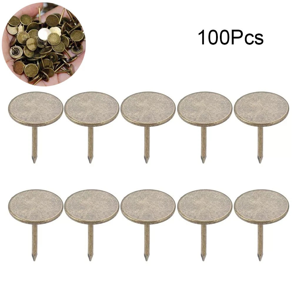 100pcs Upholstery Nails Flat Head Push Pins Studs for Vintage Projects
