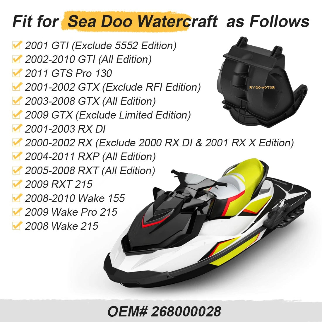Reverse Gate for Sea Doo GTI GTS Pro GTX RX RXP RXT Wake 215 (2001–2011) 268000028
