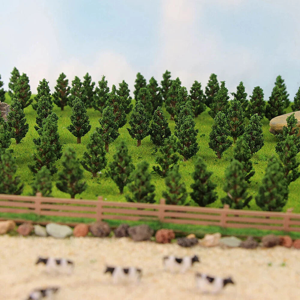 50pcs Pine Trees for Railroad Park Landscape Scenery (48mm)