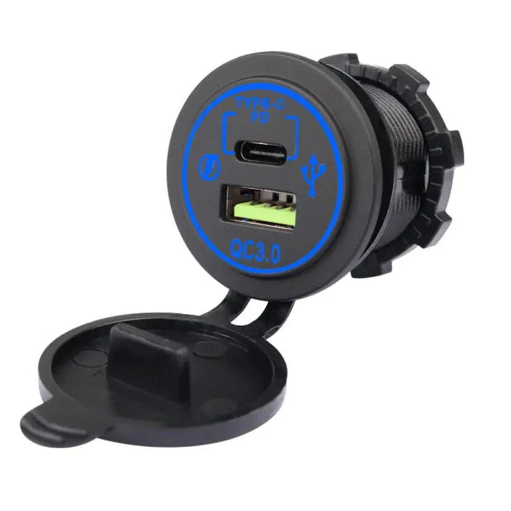 12V-24V Car Cigarette Lighter Socket USB Fast Charger Adapter