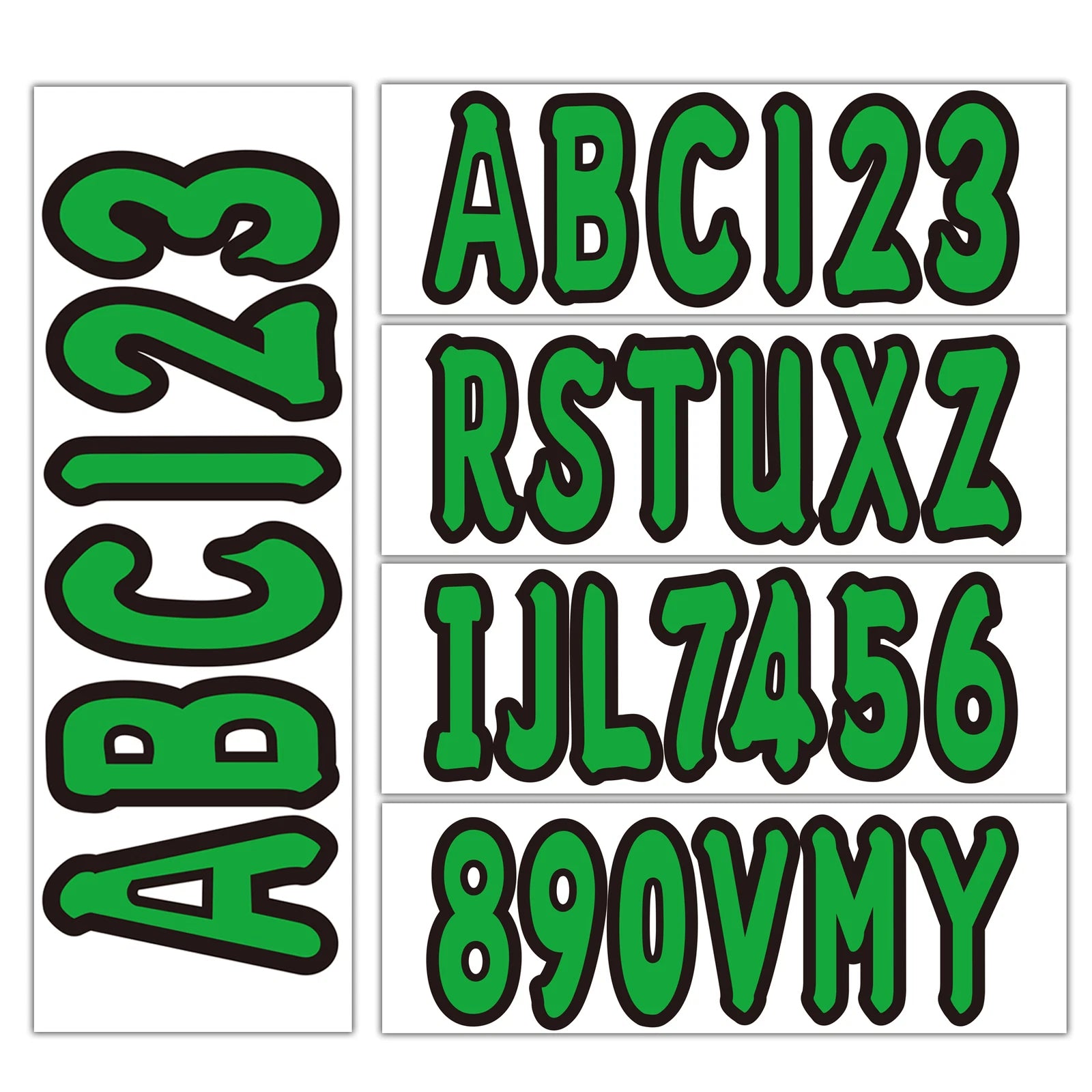 Set of 4 Green Decals for Boat Letters & Numbers A-Z & 0-9