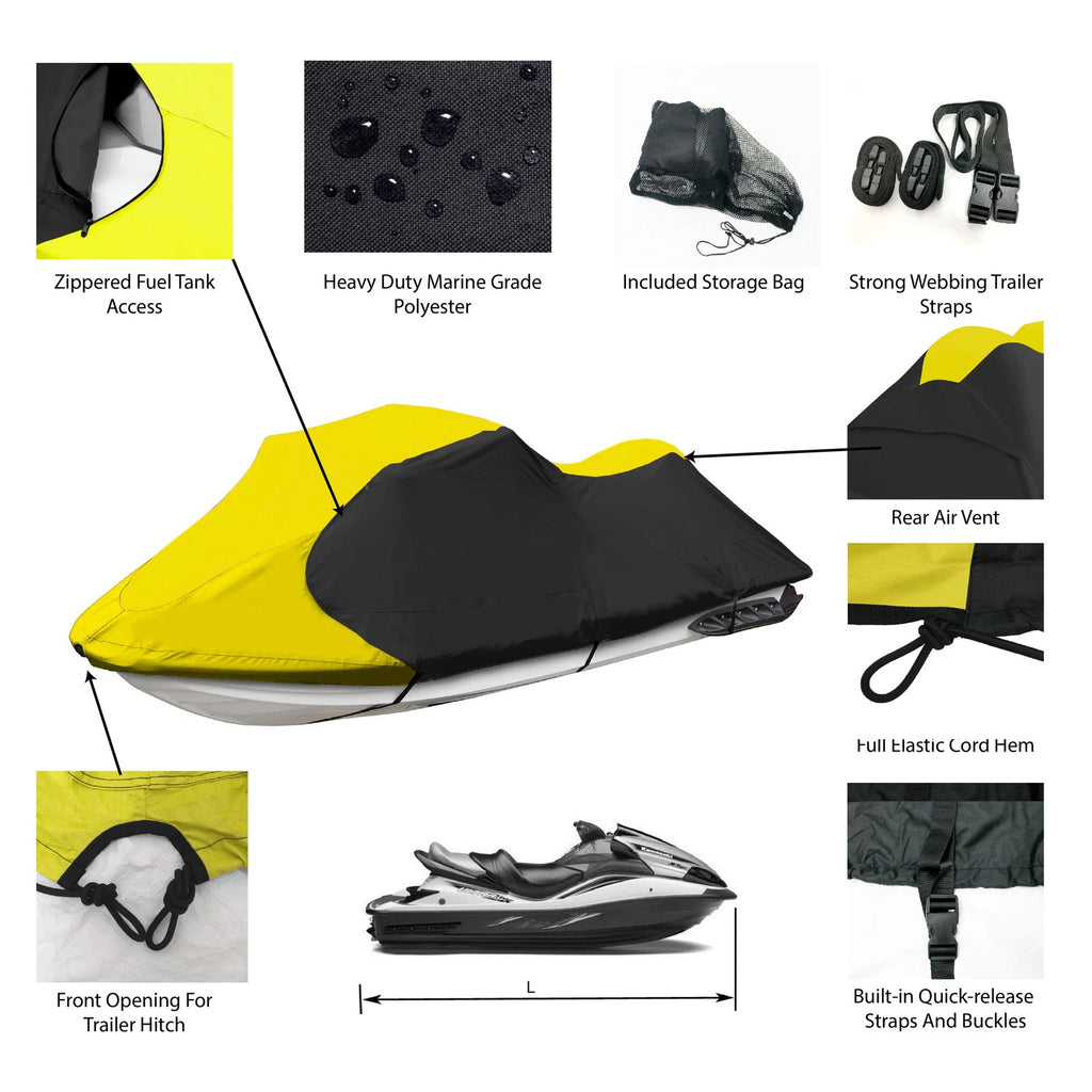 PWC Cover for Sea Doo Jet Ski XP (2004–2005) Yellow/Black Dry-Tech