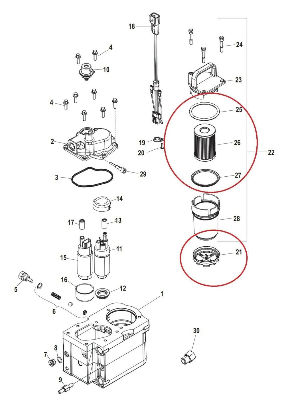 Gen 3 Cool Fuel Filter Kit for Mercury MerCruiser (35-8M0093688, 8M0204703)