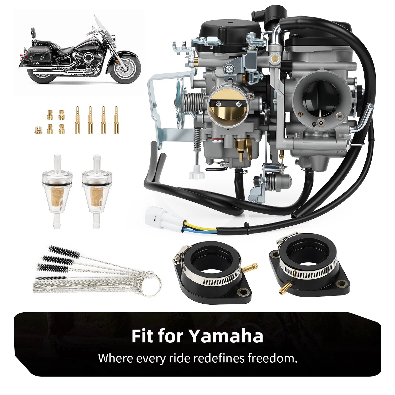 Carburetor with Intake Manifold Boots for Yamaha (5EL-14900-21-00, 5EL-13596-00-00)