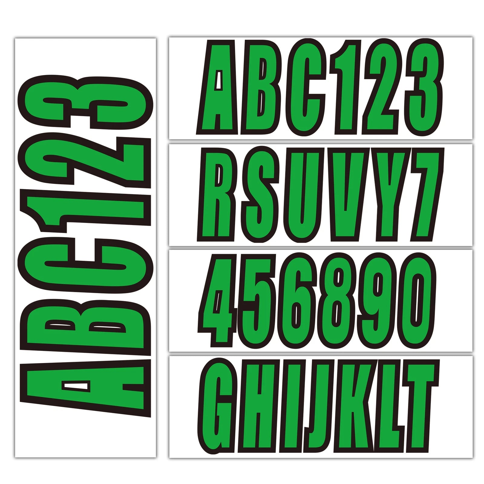 Set of 4 Boat Registration Decal Stickers A-Z & 0-9 Green