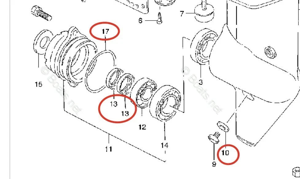 Lower Unit Seal Kit for Suzuki Outboard 5HP 6HP 8HP (09289-14002 09280-48003)