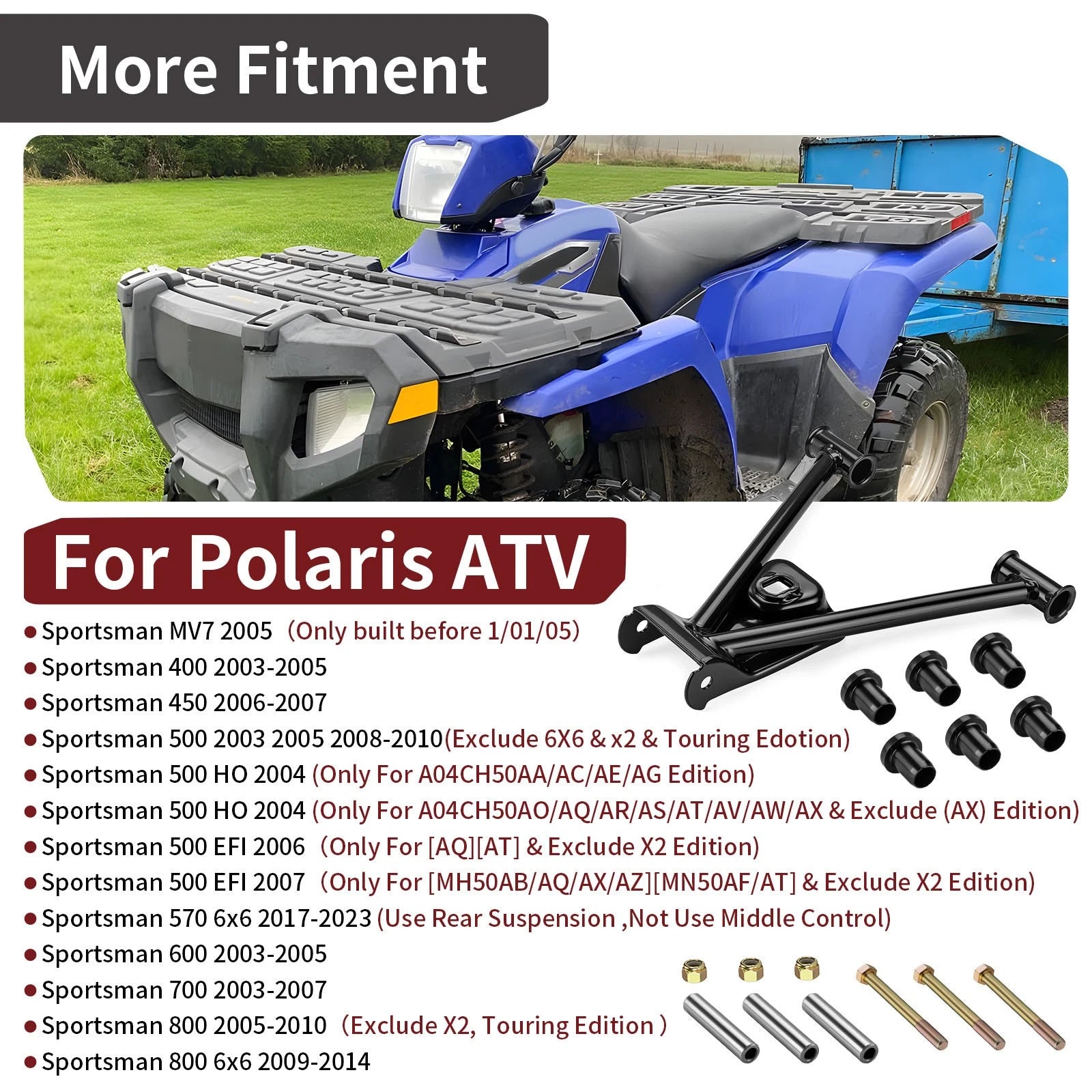 Rear Upper Right A-Arm Kit for Polaris Sportsman 400 450 500 570 600 700 800 (MV7)