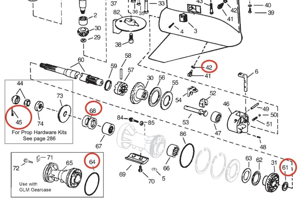Lower Gearcase Seal with O-ring Kit 341281 0769270 for OMC Cobra (1991–1993)