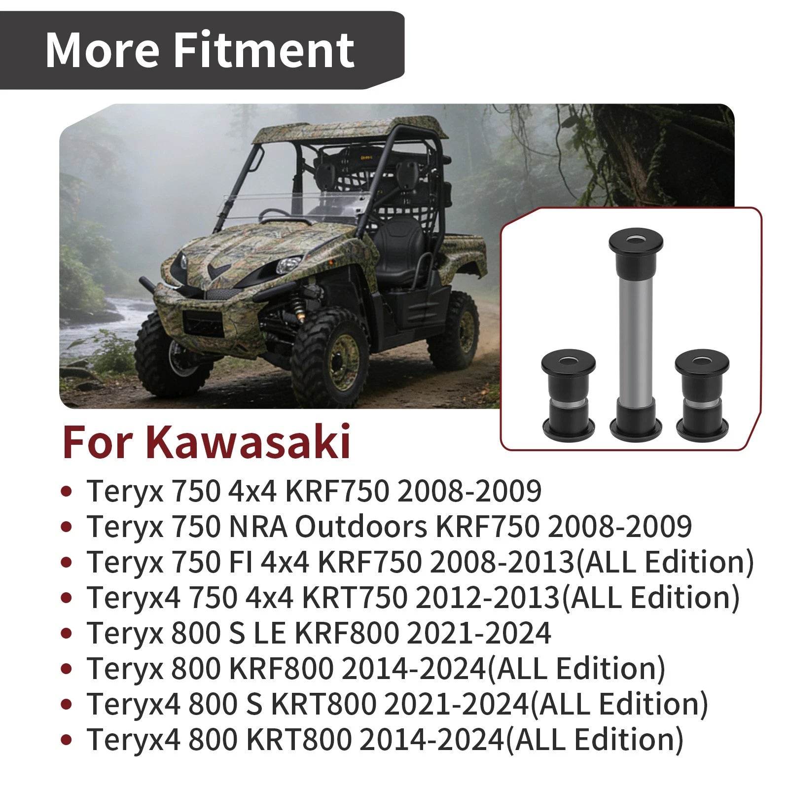 Front Upper + Lower A-Arm Bearing Bushing for Kawasaki Teryx 750 800 (2008–2019) 42036-0061
