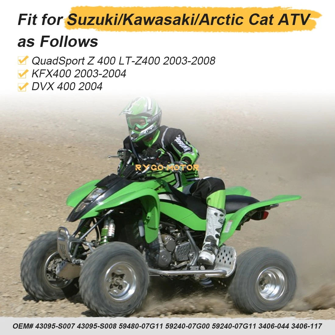 3 Stainless Braided Brake Lines Kit for Suzuki Quadsport Z400 (2003–2008)