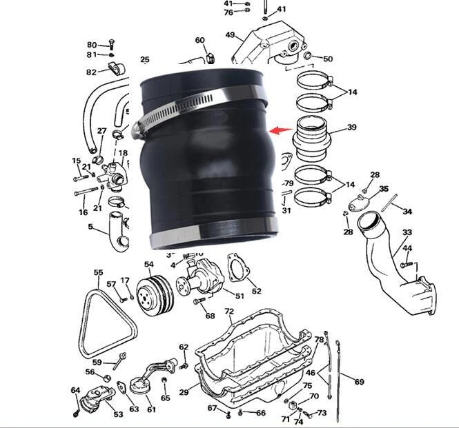 Exhaust Hose Coupler Bellow for OMC Cobra, Volvo Penta (3852741, 3863450, 18-2780-1)