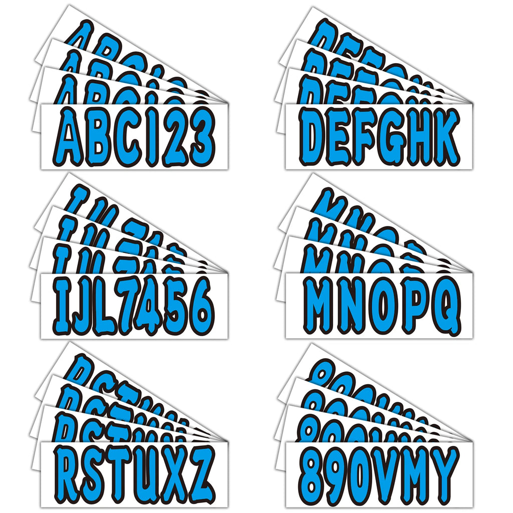 Set of 4 Boat Numbers and Letters Decal Stickers A-Z 0-9 Blue