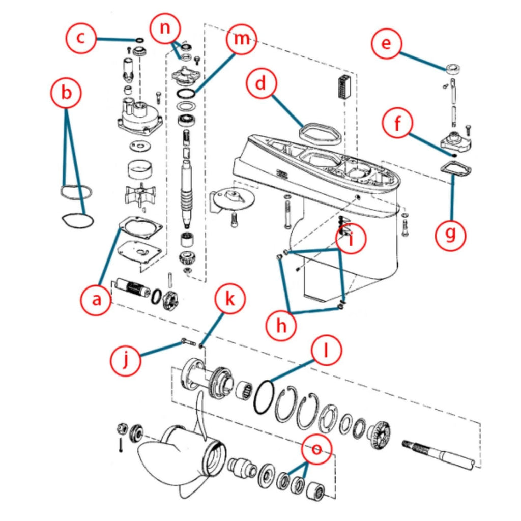 Lower Gearcase Seal Kit for Johnson Evinrude 35-75hp (396355)