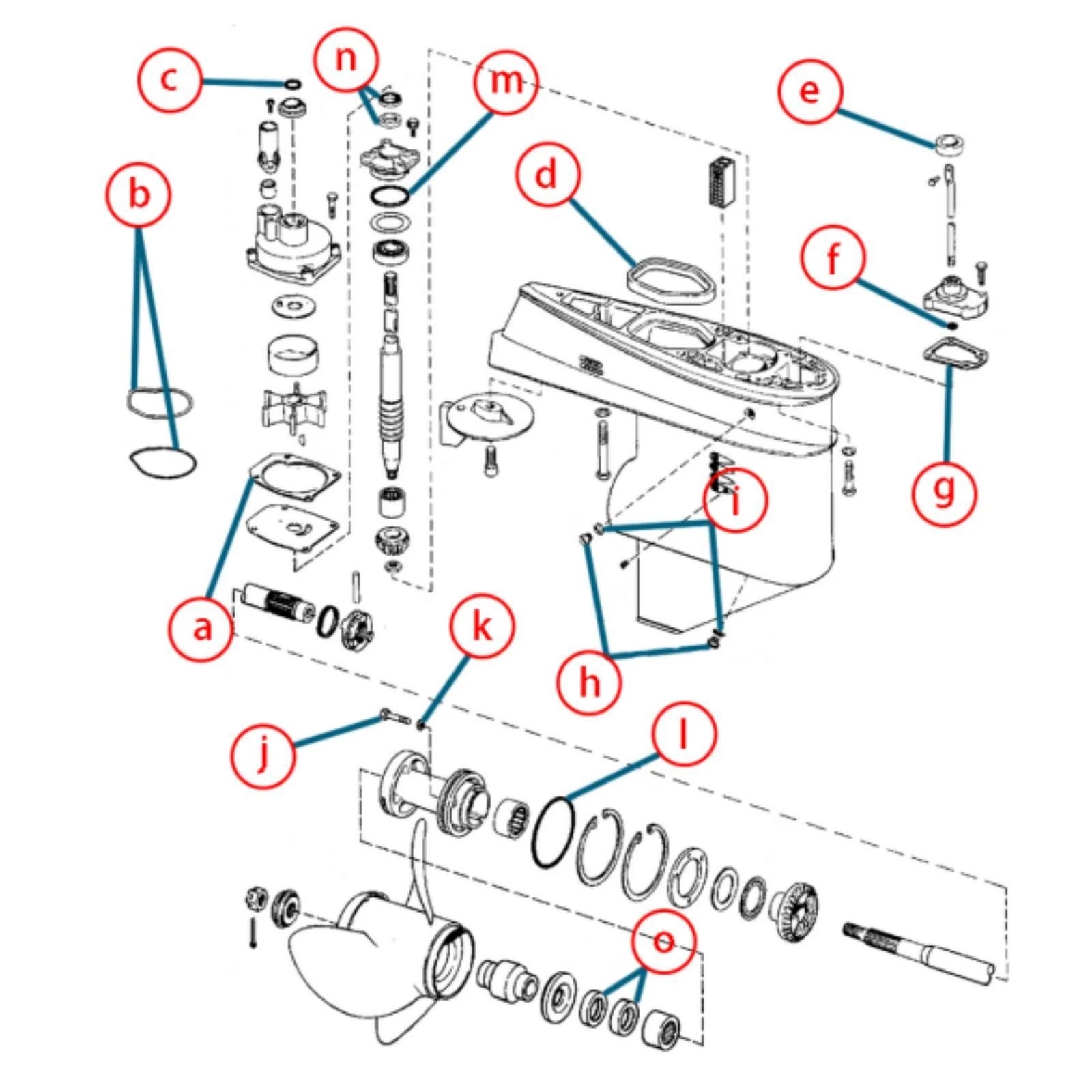 Lower Gearcase Seal Kit for Johnson Evinrude 35-75hp (396355)