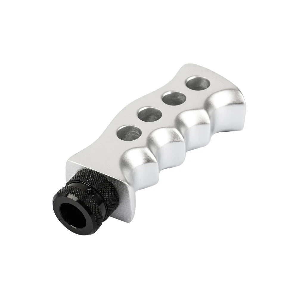 Universal V2 Slotted Pistol Grip Manual Gear Shift Knob - Silver