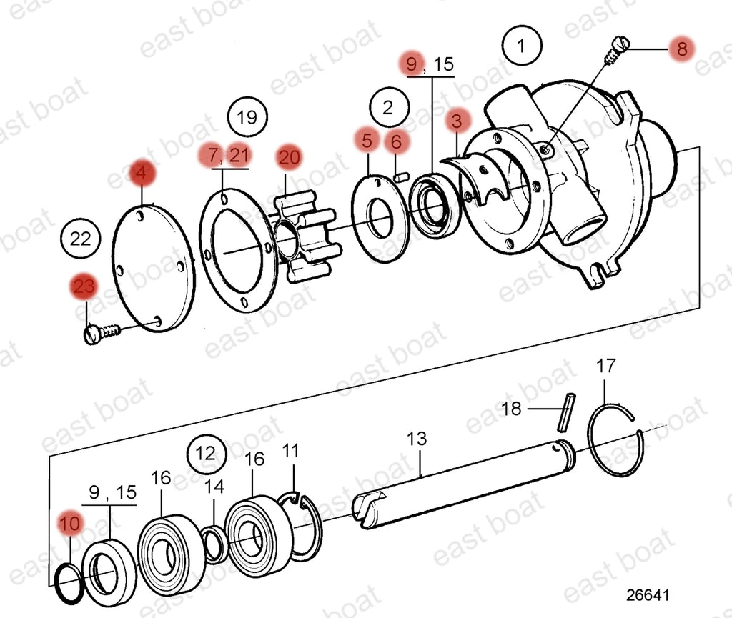 Water Pump Repair Kit for Volvo Penta MD17 MD17C MD17D (21951368)