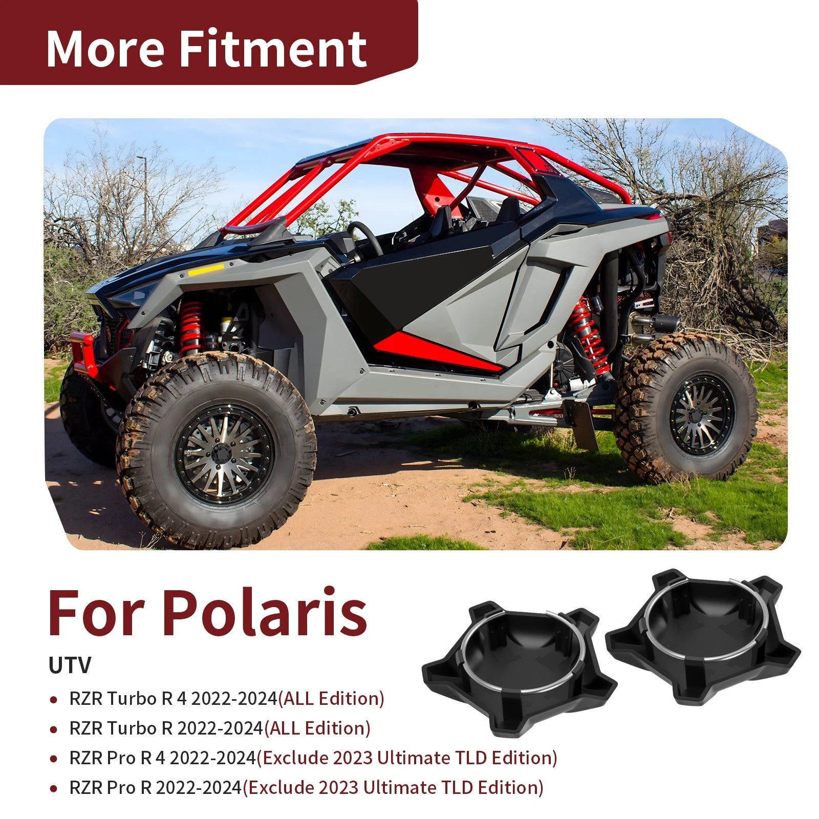 2X Matte Flash Black 5 Lug Rim Cap 1523842-744 for Polaris RZR Pro R (2022–2024)