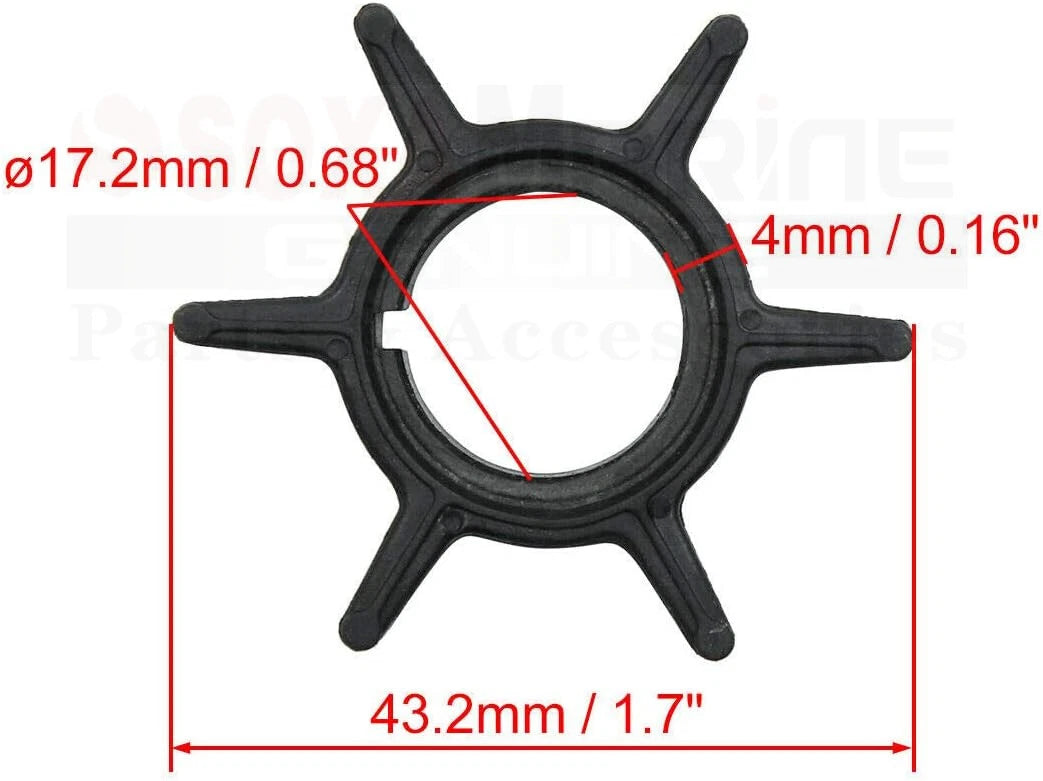 Water Pump Impeller with Key for Nissan Tohatsu 25 30 35 40 HP 345-65021-0