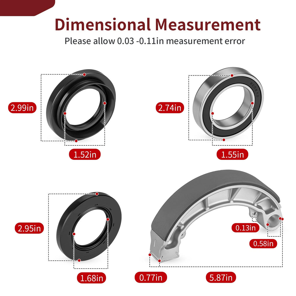 Rear Brake Drum Bearing Seals Shoes Kit for Honda Rancher TRX420 (2007–2013)