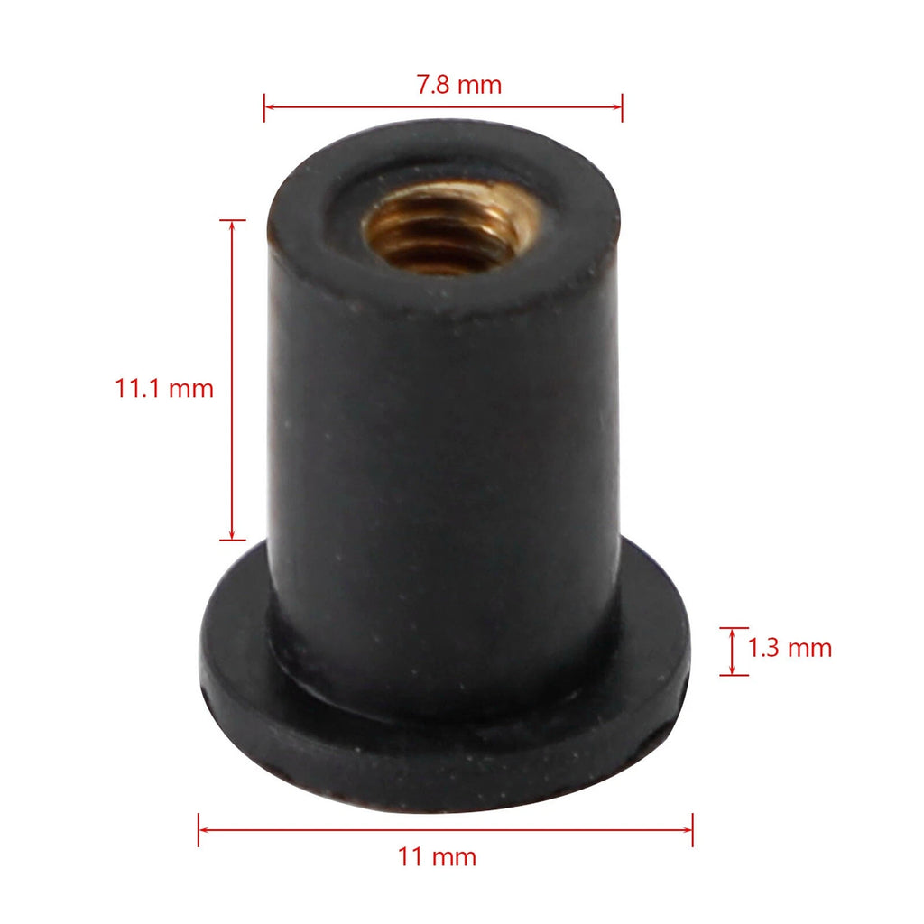 Pack of 50 M4 Rubber Well Nuts for Fairing & Screen Fixing - 8mm Hole T