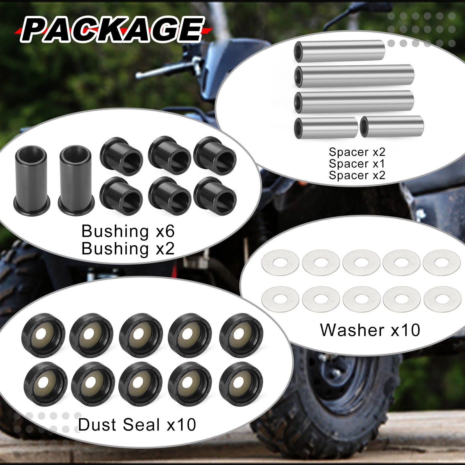 Rear A-Arm Suspension Bushing Shaft Kit for Suzuki King Quad 450 (2007–2018)