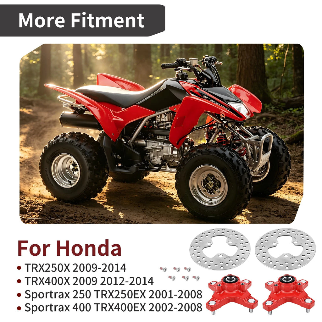 Set of 2 Red Brake Discs Rotors for Honda TRX400X (2009–2014)