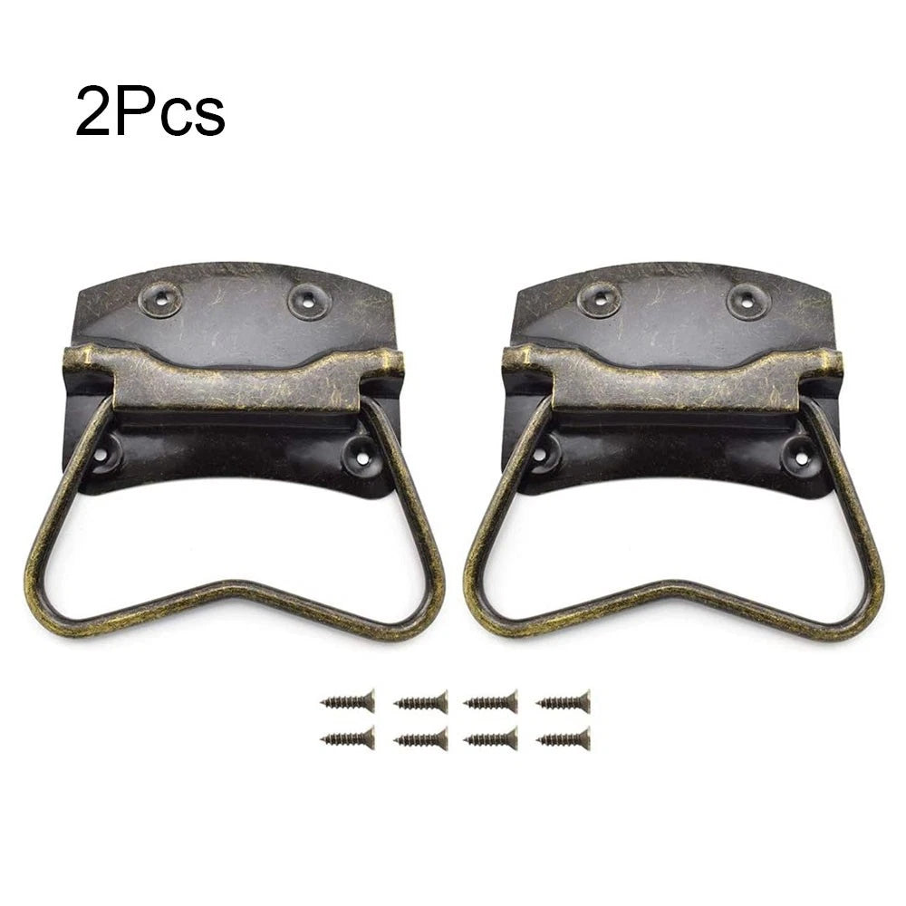 2Pcs Vintage Rectangle Handle Knob Hardware for Cabinet Jewelry Box