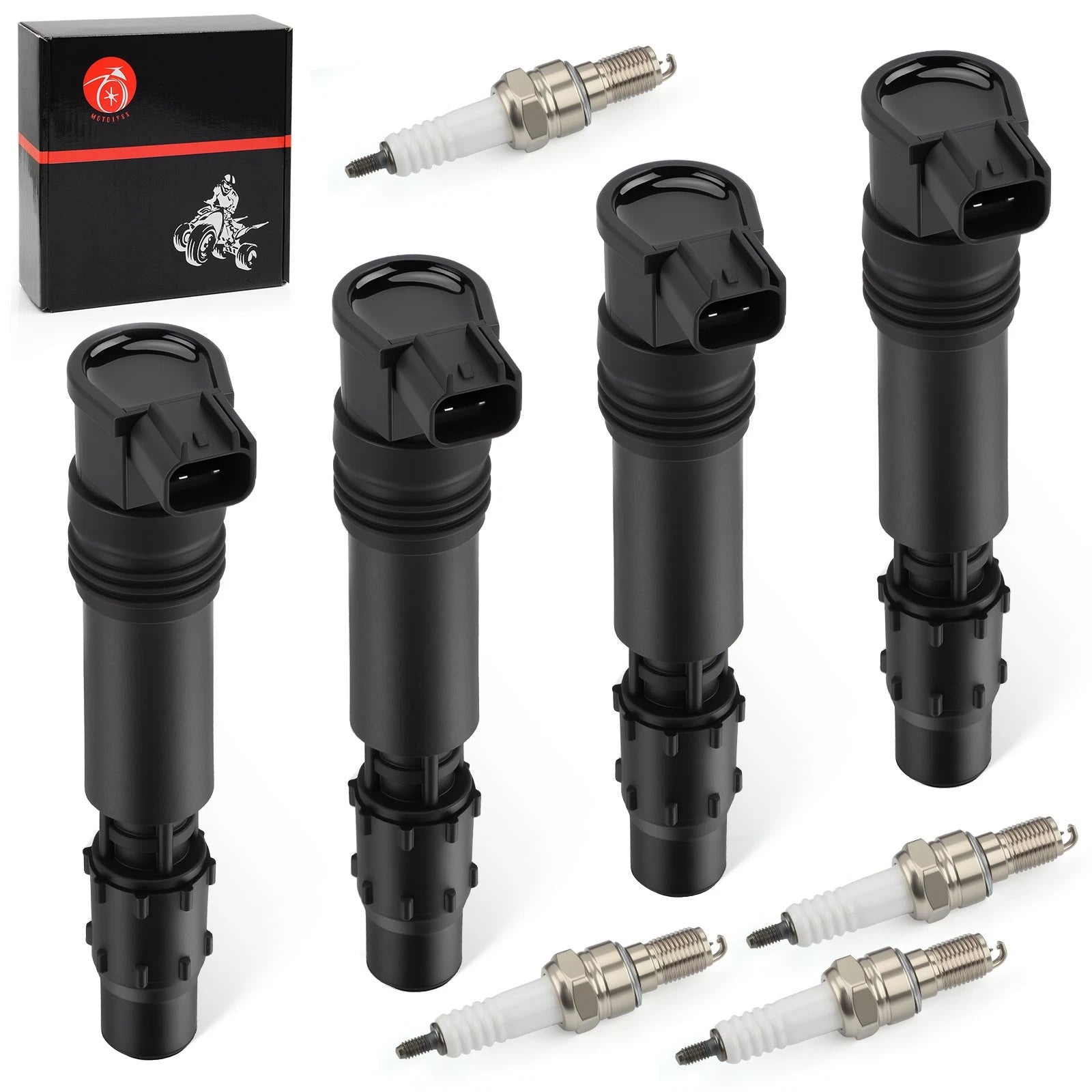 Set of 4 Ignition Stick Coils & Iridium Spark Plugs for Honda CBR954RR (2002–2003)