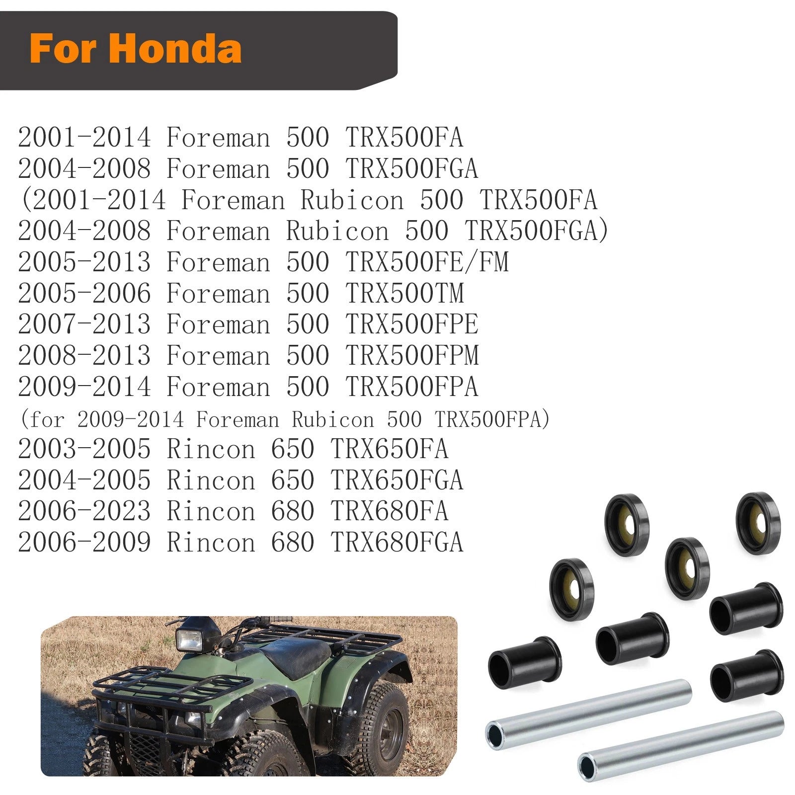 Front Upper A Arm Bushing Kit for Honda Rincon 650 TRX650FGA TRX650FA (2003–2005)