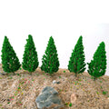 10pcs Green Pine Trees for DIY Railroad Garden Park Diorama (1.88"-6.29")