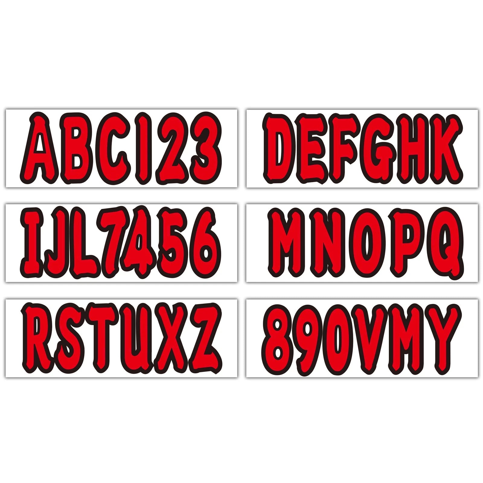 Set of 4 Red Custom Boat Registration Numbers Decal Stickers A-Z 0-9