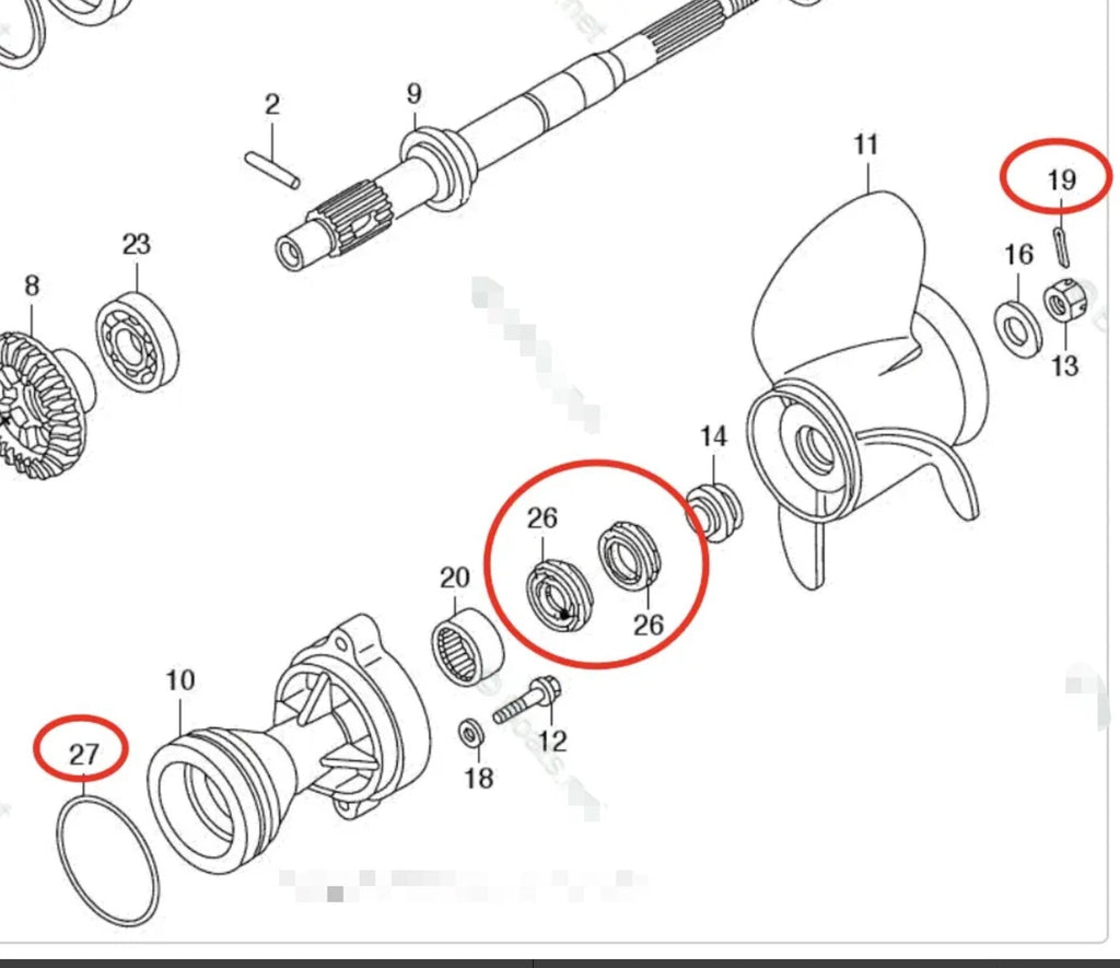 Lower Gearcase Seal for Tohatsu Outboard (HZZ3-91252-003, HZW1-91351-B02)