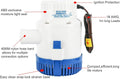 3000GPH 12V Non-Auto Submersible Bilge Pump for Boat (1-1/2" Hose)