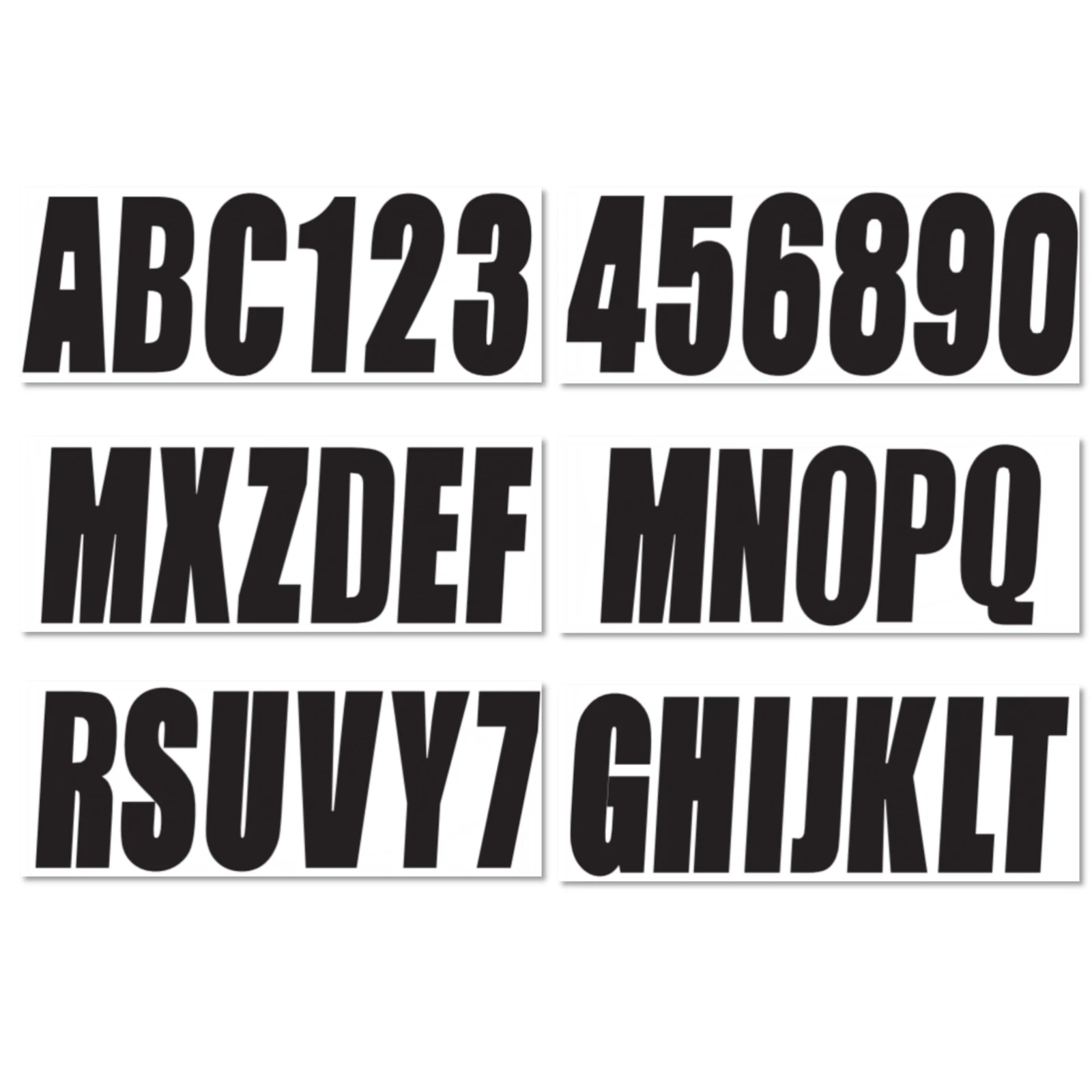 Set of 4 Boat Registration Letters & Numbers Stickers A-Z 0-9 (Black)