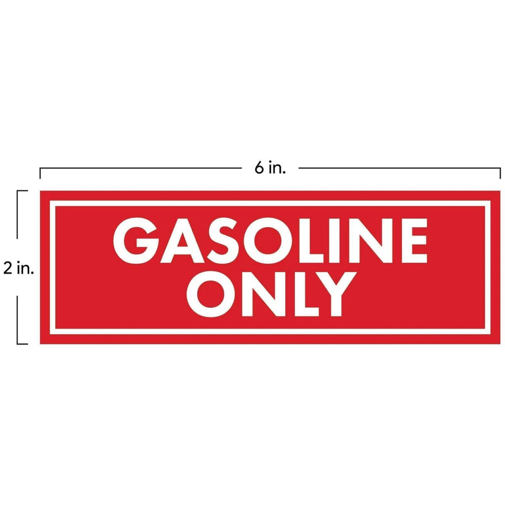 Gasoline Only Stickers Set of 4 for Motors (2" x 6")